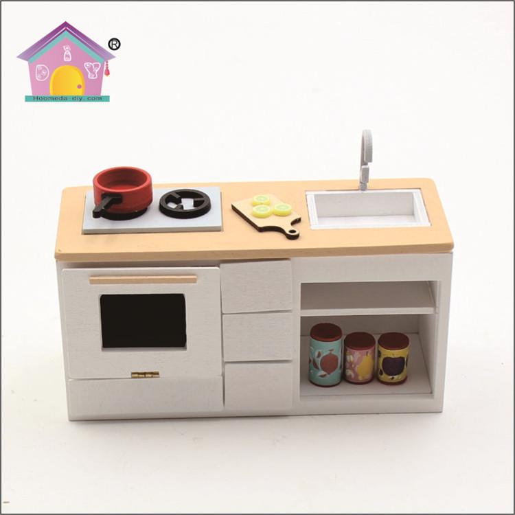 Wooden Dollhouse Miniatures Furniture Wholesale Dollhouse Furniture Kitchen 1/18 Scale