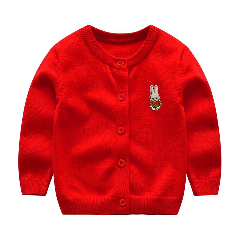 Детский свитер ZZ0098 на весну и осень, хлопковое вязаное пальто с круглым вырезом и длинными рукавами