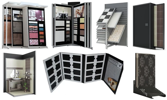 CF105 ceramic tile mdf stands shelf display / Page turning type rack