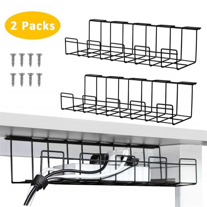 Home Office Studio Metal Wire Under Desk Cable Management Tray