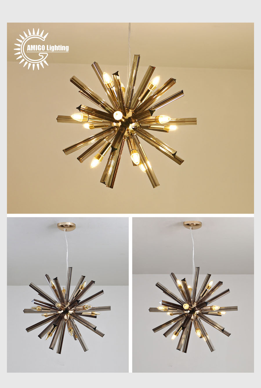 popular modern decorative handmade smoked glass pendant light  for living room