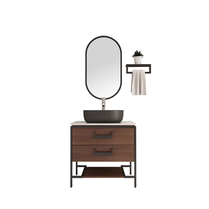 Walnut Single Sink Target Slim Bathroom Vanity For Metal Legs