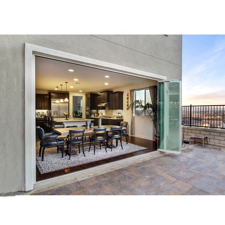 FD01B Bifold Pátio Porta Sanfonada de Vidro Sem Moldura Porta De Alumínio Personalizado E de Alta Qualidade Preço