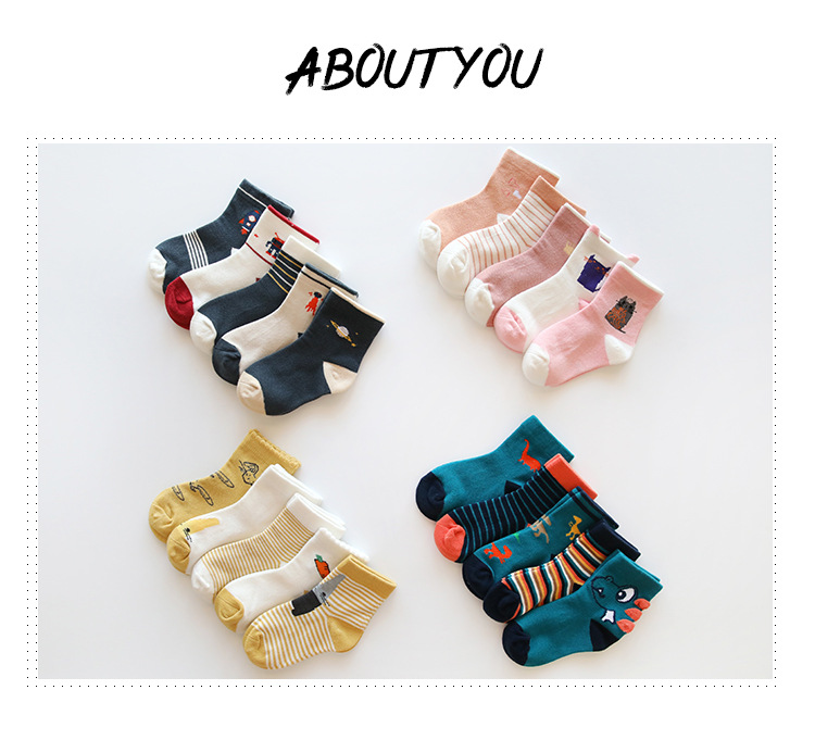 5 Pairs/lot Newborn Cute Funny Cotton unisex Baby Socks Toddler Sock For Kids