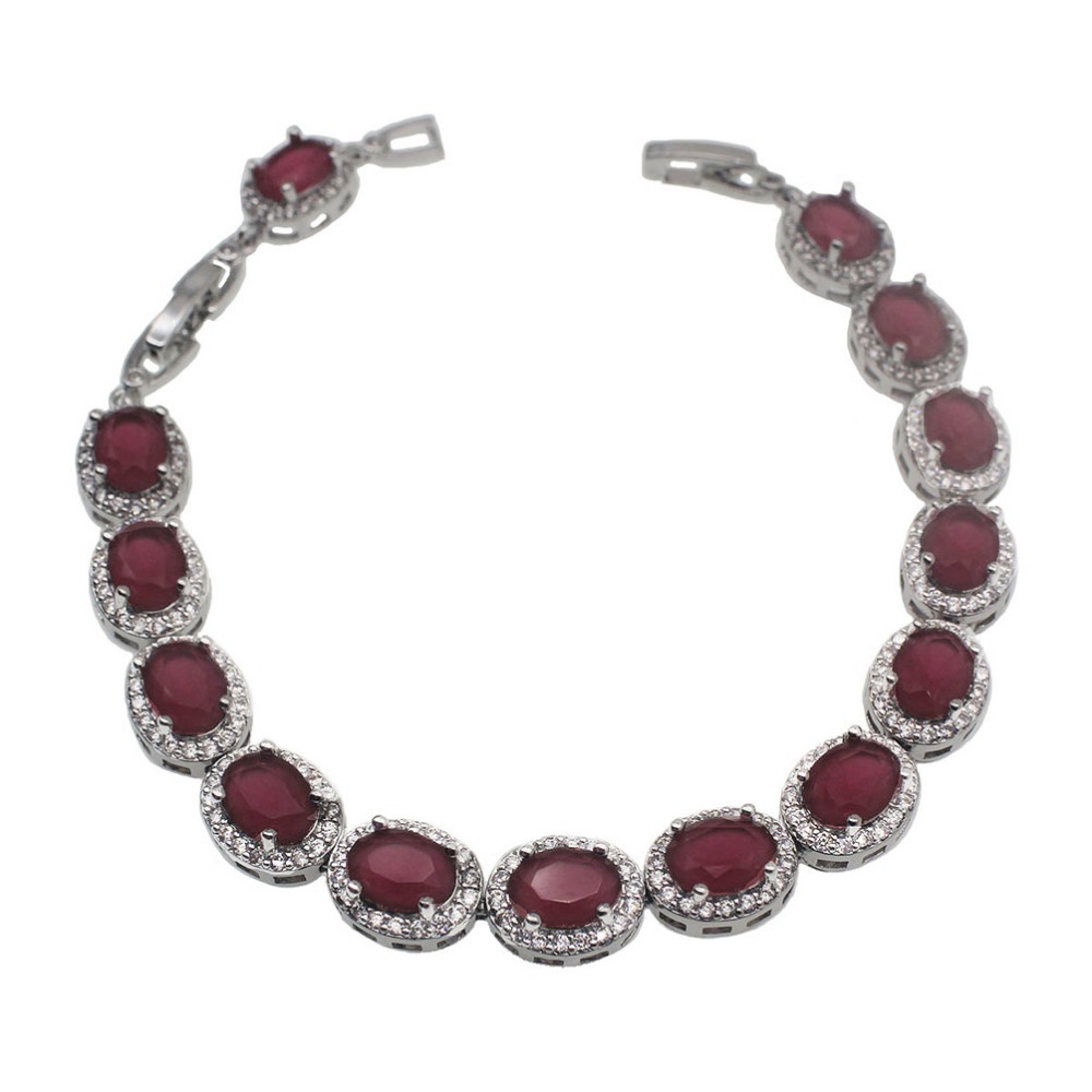 Hermosa Sterling Silver White Gold Plated,Rose Gold Plated,Multicolor Gemstone Classic Bracelet 7 to7.5 to 8
