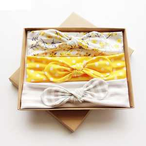 3pcs Baby Girls Bow Knot Headband Printed Shape Hairband Set For Toddlers In Gift Box