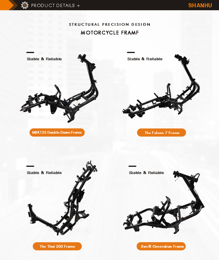 China Zhejiang Taizhou Manufacturer 150cc 50cc Electric Gas Scooter Motorcycle Body Frame for BWSI