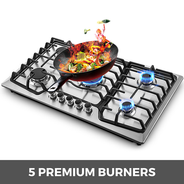 High quality Home kitchen appliances built in 5 burner stainless steel cook-top Gas stove