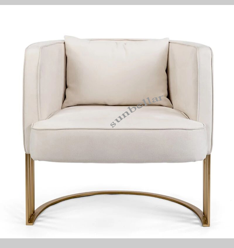 modern design white velvet accent chair with gold stainless steel frame  fancy armchairs for living room hotel clubs cafe shop