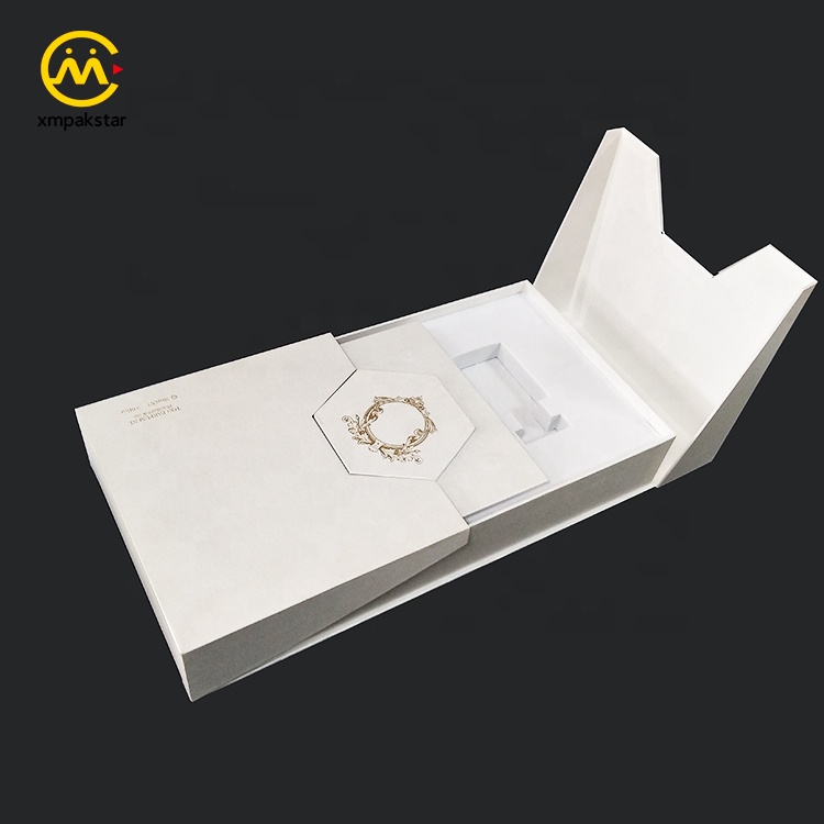 Luxury new design custom logo double door white cardboard paper perfume packaging gift box