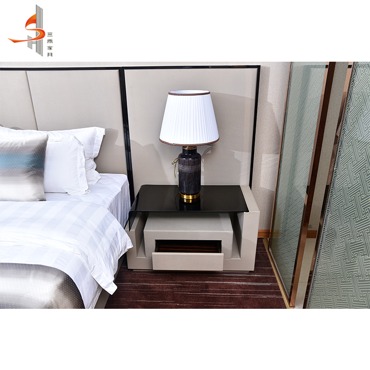 Industrial commercial custom vintage style nightstands bedside table for 5 star hotel