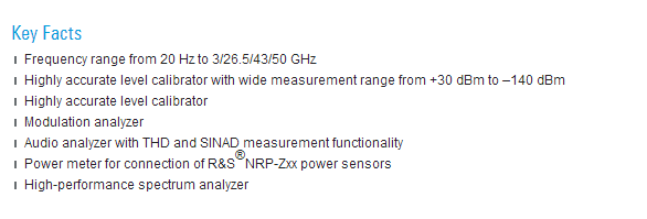 R&S FSMR43 Measuring Receiver All-in-one calibration of signal generators and attenuators 20 Hz to 43 GHz