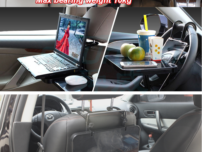 Hot Sale Multi Functional Folded Car Seat Back Steering Wheel Mounted Notebook Laptop Computer Eating Desk Car Table