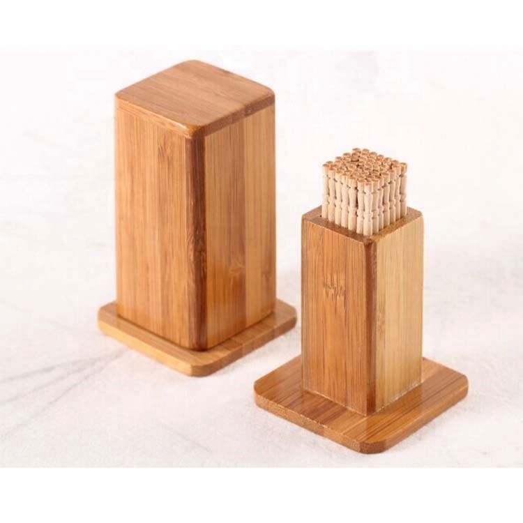 Рекламные бамбуковые гигиенические зубочистка держатель Деревянный зубочистка чехол закрыть зубочистка коробка