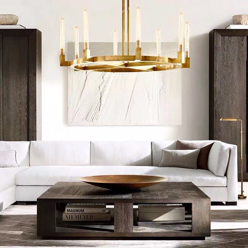 American style brass round chandelier 24''wide customize designer lighting for project