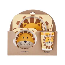 Lion 5 Piece Kids Bamboo Fibre Dinnerware Set Lion 5 Piece Kids Bamboo Fibre Dinnerware Set