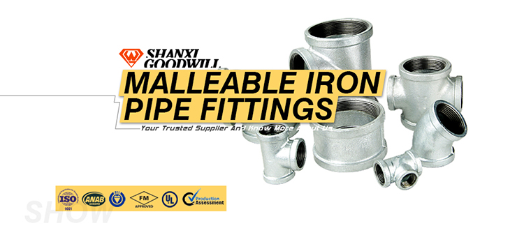 Black Iron Forged Malleable Iron  Dimensions Pipe Fittings Economic Long Working Life Pipe Fitting Cross Equal