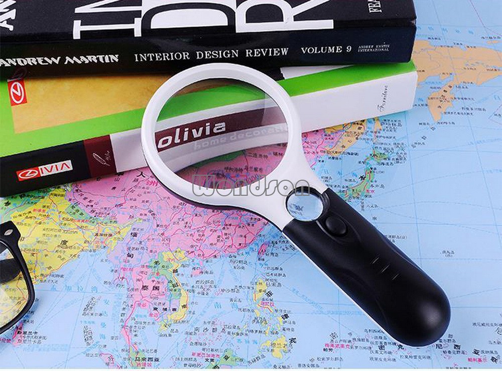 Poignée personnalisée 6902AB Type de loupe à double objectif, loupe lumineuse à 3 LED