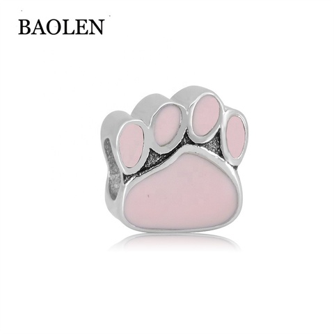 可爱的粉红色小熊的爪子不锈钢珠子为妇女手链珠宝制作