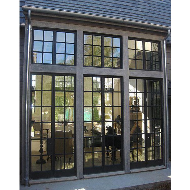 Cor de segurança de alumínio fino personalizado cashbuild portas e janelas de quadros de aço preto para porta de metal