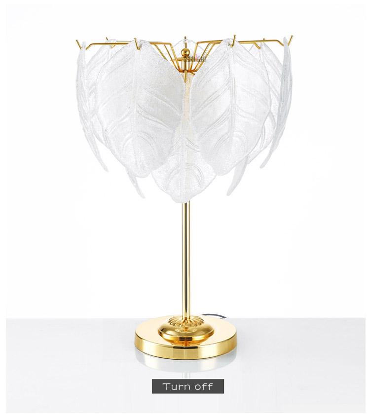 Modern luxury glass table lamp wedding heart-shaped leaf lighting for hotel and bedroom bedside