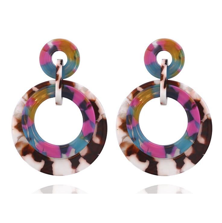 Fashion Trends Womens Earrings Green Granite Cowhide Tassel Stud Earrings Womens Earrings