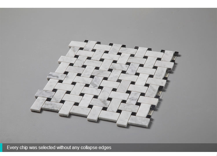 White Stone Carrara Basketweave Marble Mosaic Tile for Bathroom