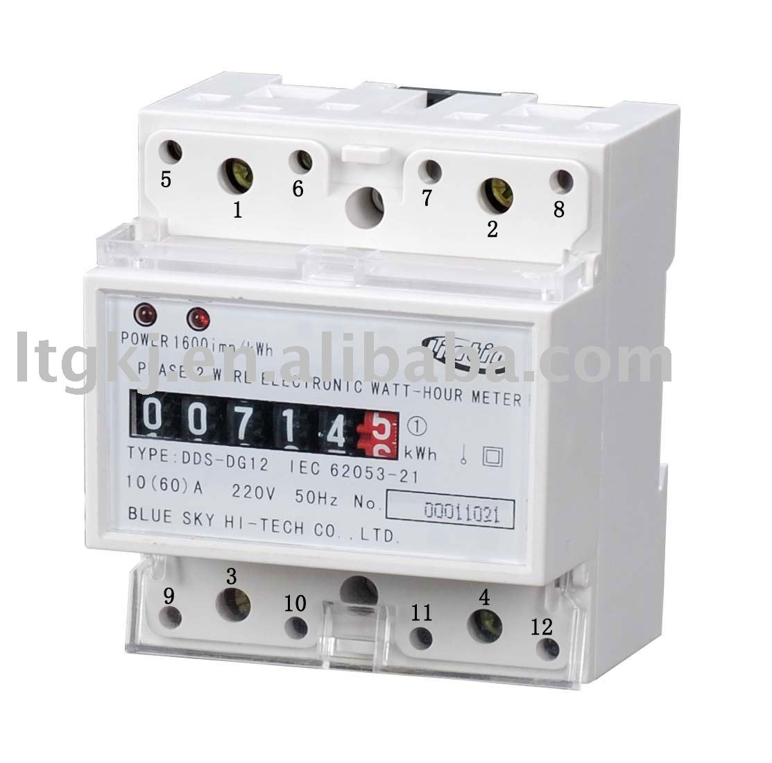 tension compteur de type kWh sur rail DIN courant puissance fr/équence Compteur d/énergie DDS519MR compteur /électrique monophas/é LCD num/érique multifonctionnel 6 en 1 pour KWh