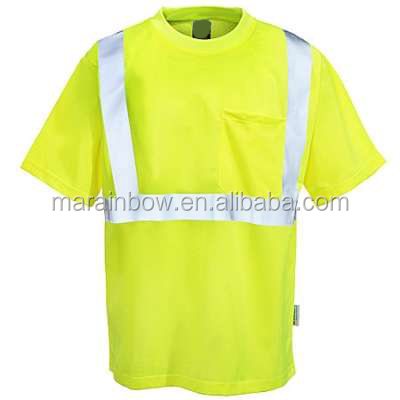 Unisex Adults Hi-Vis Plain Round Neck Safety Tee Shirt with Moisture Wicking