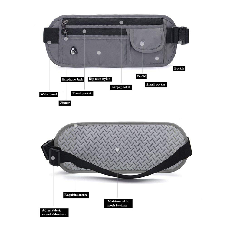 Ripstop Slim Running Sport Marsupio da uomo con jack per cuffie