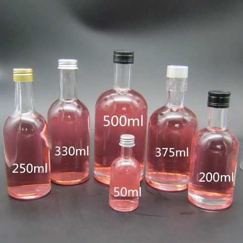 Fast delivery 50~1000ml  glass rum bottle  glass vodka bottle with lid