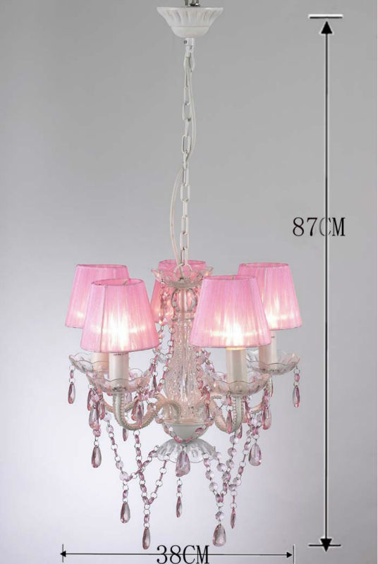 Pink lampshade home decoration crystal acrylic children chandelier lighting