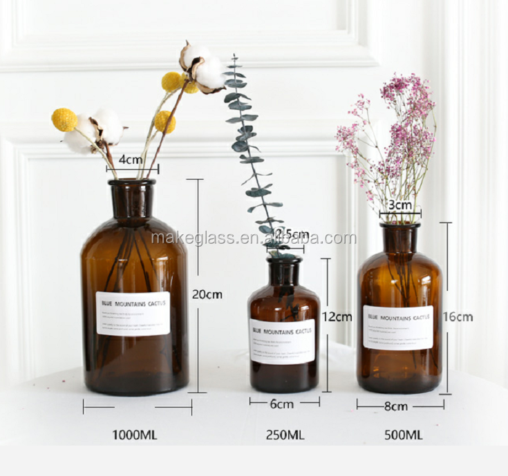 Янтаря и прозрачного стекла ваза для воды-кормления цветы