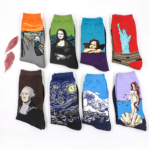 Wholesale new style mens Famous Painting Art Printed happy dress socks