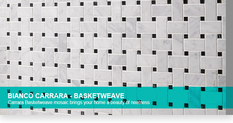 White Stone Carrara Basketweave Marble Mosaic Tile for Bathroom