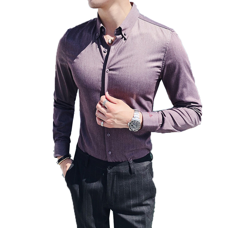 2019 модная мужская рубашка, индивидуальный дизайн, вышивка логотипа, хлопковые материалы, смешанные полиэстерные деловые рубашки для мужчин