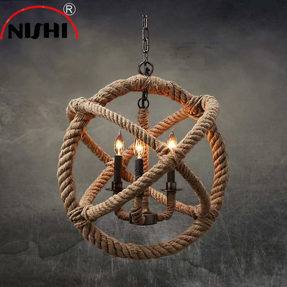 american country style living room furniture /vintage pendant light/rope pendant light