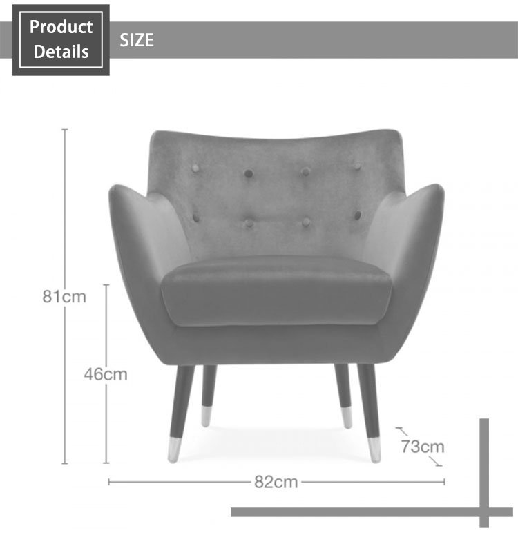 Hot selling tufted button back sofa luxury design velvet armchair for living room