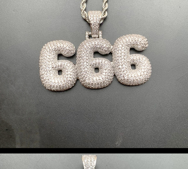 嘻哈饰品网球冰链 bling cz 数字项链 wisiorek 女性吊坠 bijoux 银色