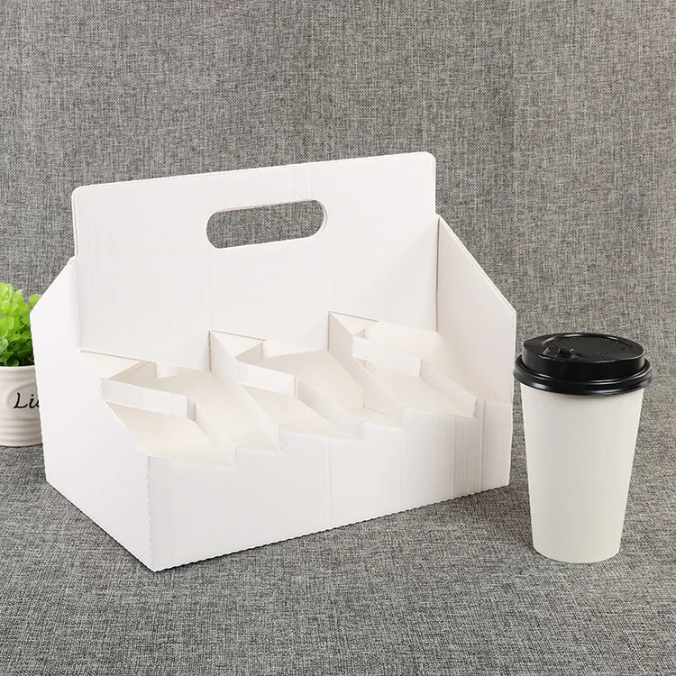 Eco Friendly Disposable Kraft Paper Take Out  Pack Coffee Cup Drink Carriers  Paper Cup Holders