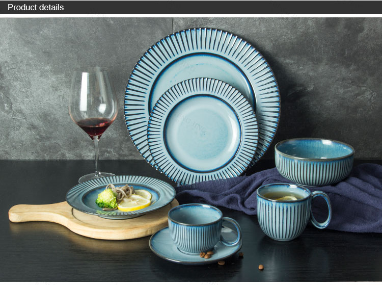 China Durable Restaurant Crockery Reactive Blue Plate