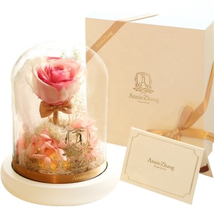 2019 New Design Valentine's Day Gift flower Preserved Rose in Glass Dome