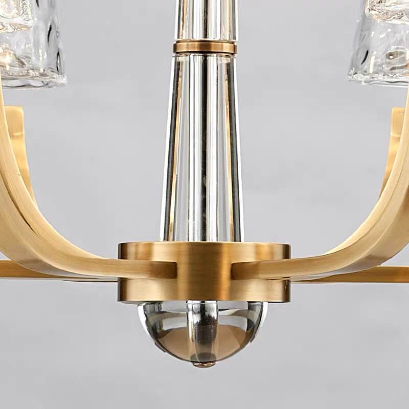 Satin Brass Chandelier with Frosted Glass Clear Shades Crystal chandelier lighting