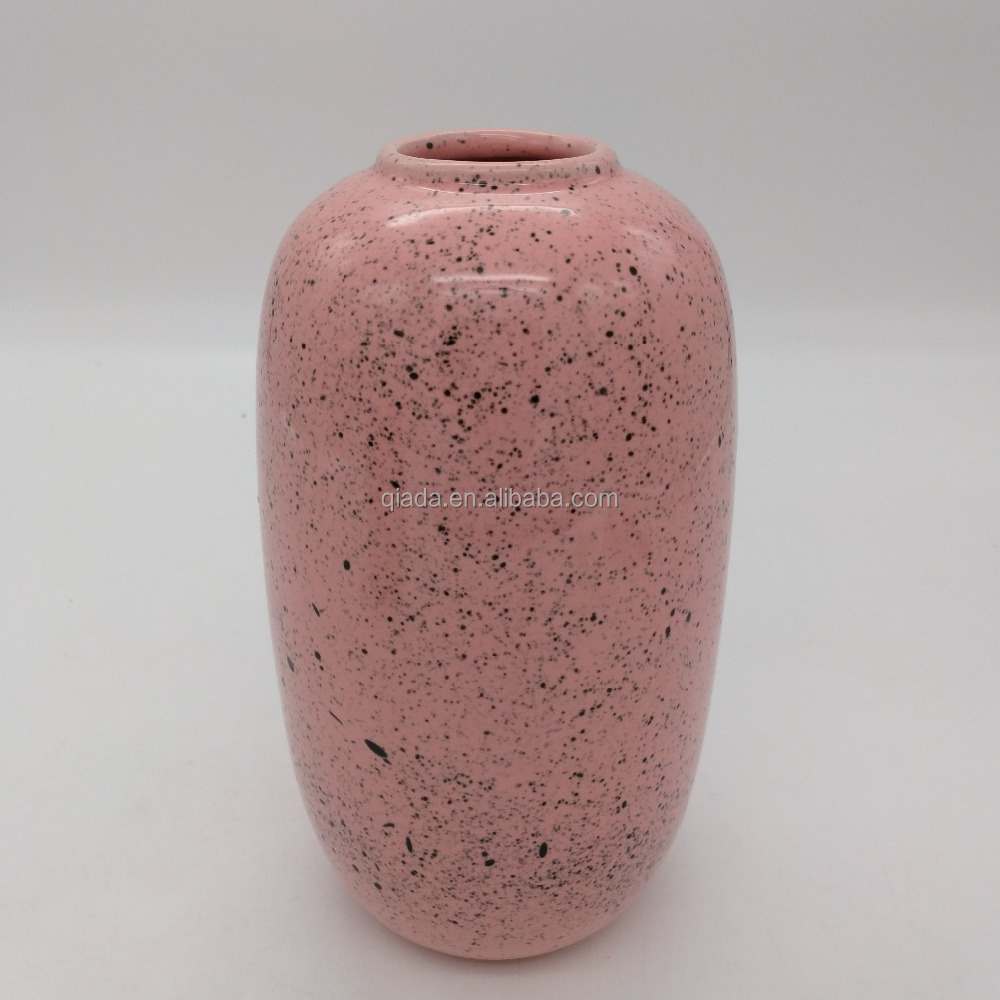 Розовый керамическая ваза с окрашенное брызгами краски, ручная окраска; Ваза популярны в Европе