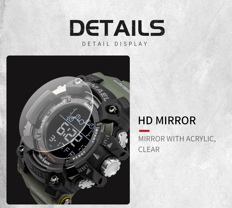 New design SMAEL 1802 sport digital watch water resistant electronic silicone wrist watch
