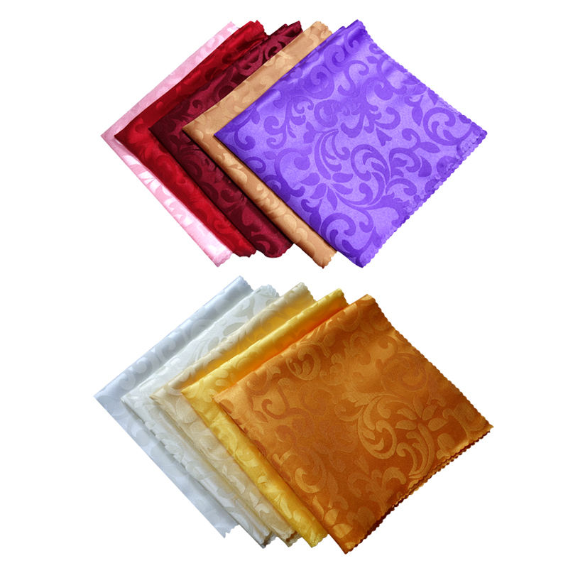 餐厅婚礼宴会聚酯白色锦缎布餐巾