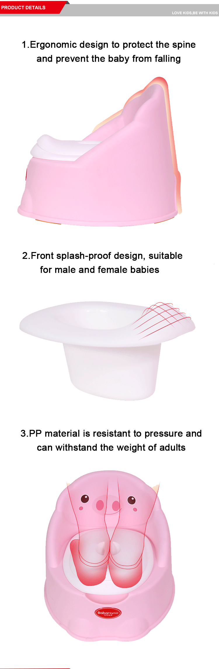 China Wholesale New Design PP Portable Safe Baby Potty Chair, Baby Product Eco-Friendly Multicolor Plastic Potty Training Seat/