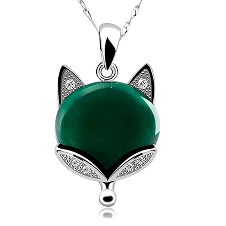 New Charming 10mm Exquisite emerald Gemstone Dolphin Pendant Zinc Alloy 17”