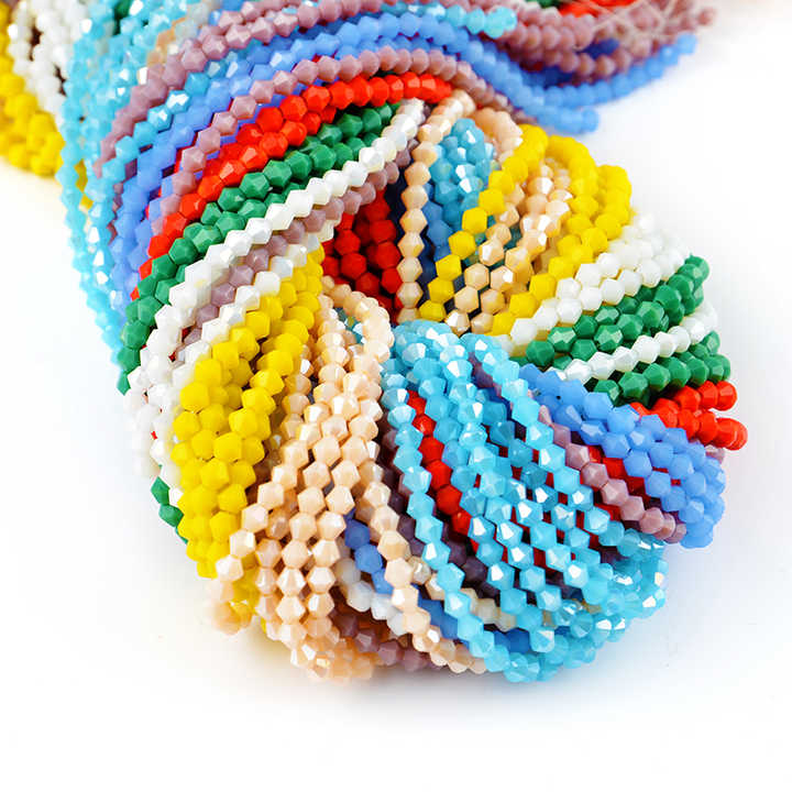 FASHEWELRY 16 Strands Clear Bicone Crystal Glass Beads Bulk - 3mm, 4mm, 6mm Sizes For Jewelry Making