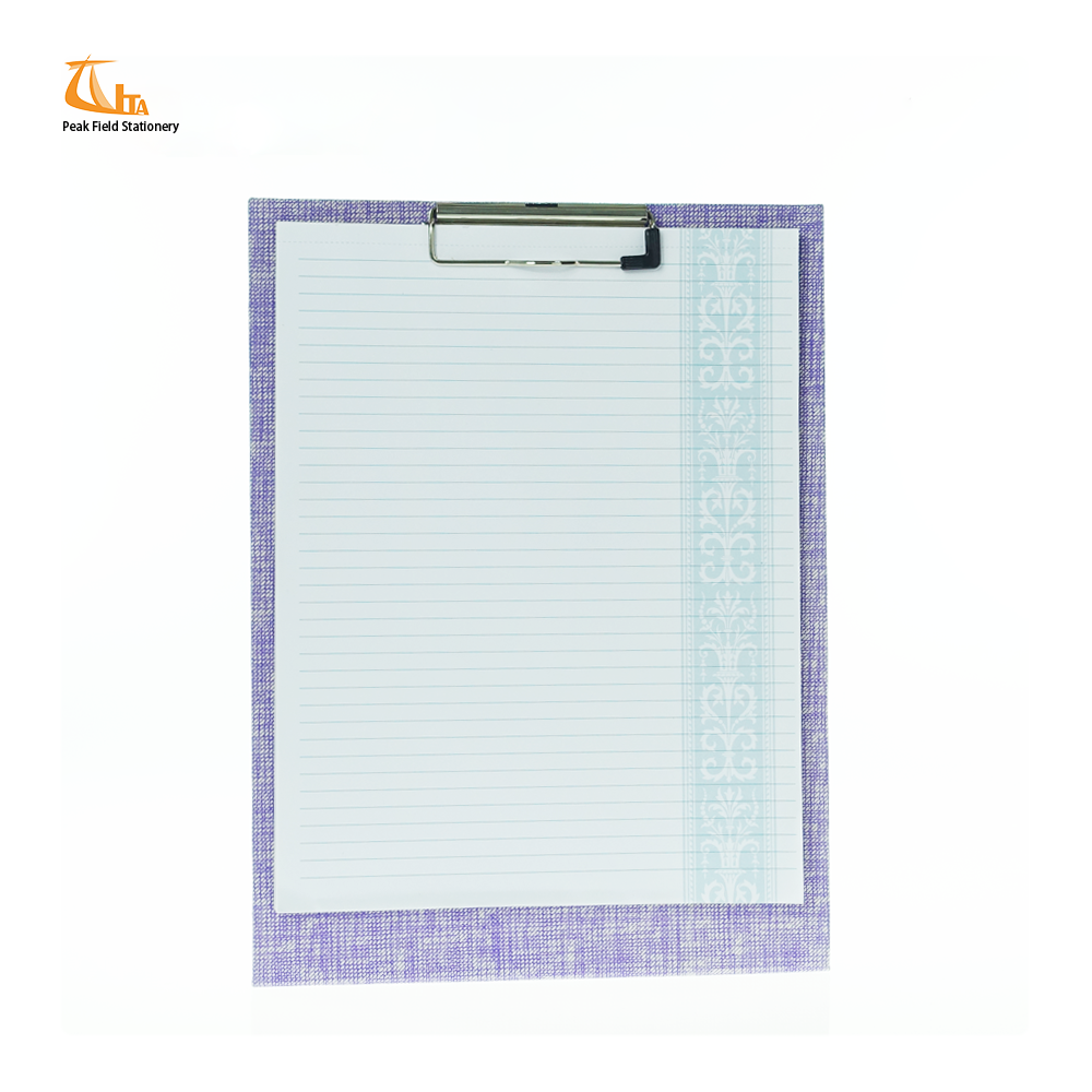 Purple fabric cover a6 folding clipboard